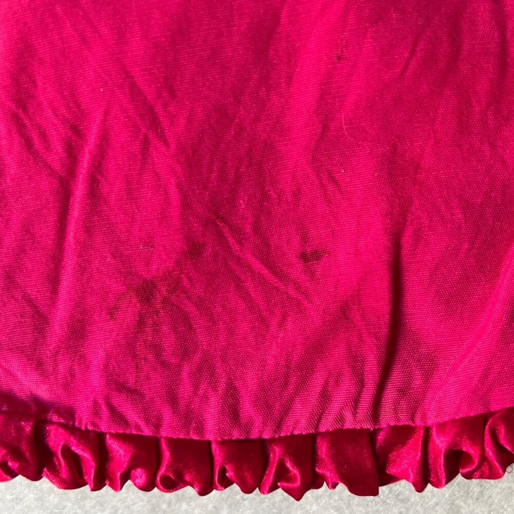 Embroidered Cushion Cover Pink Round Pleated Trim Dragon & Bird 18" D VTG READ - Picture 7 of 8